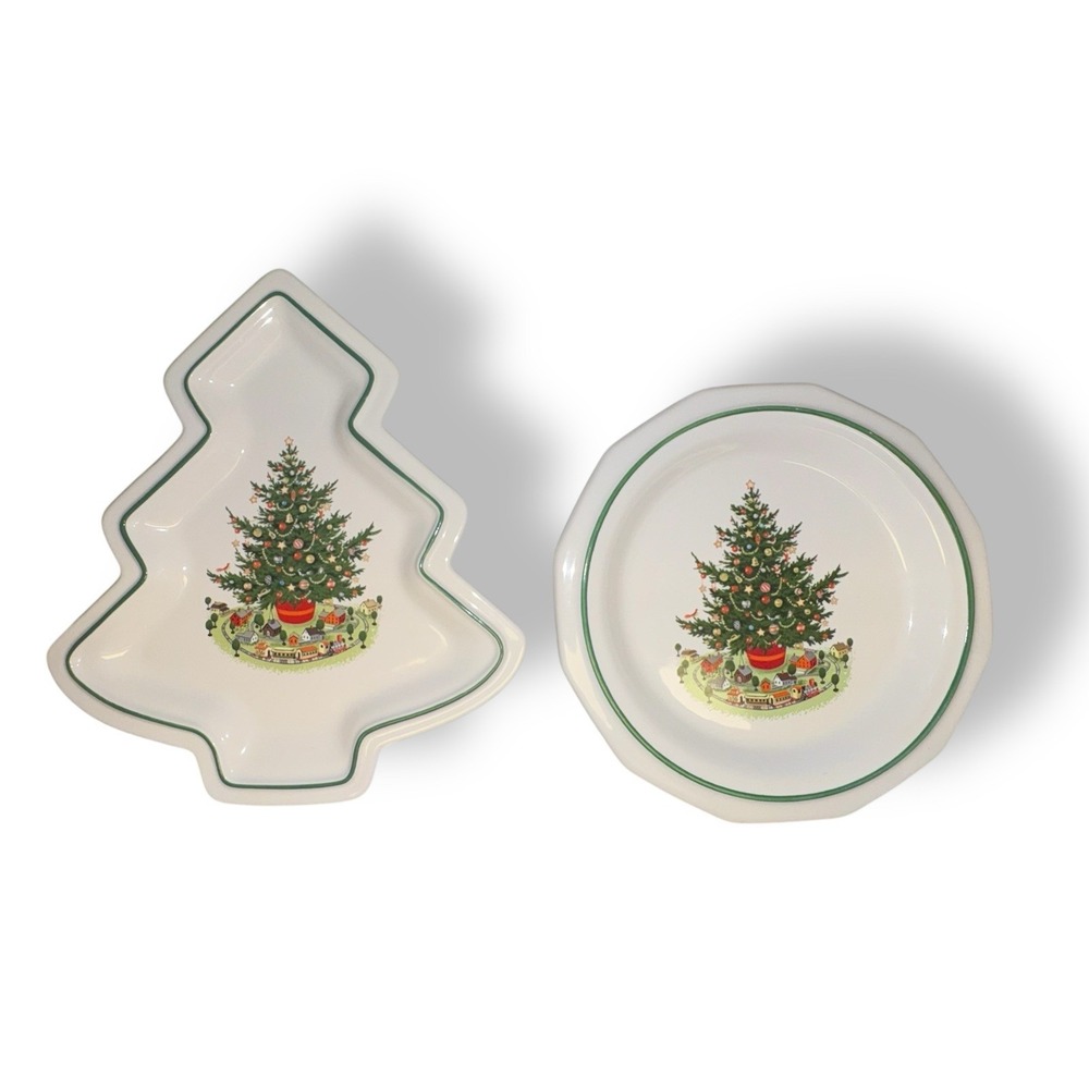Pfaltzgraff Christmas Heritage Tree 8" Dinner & Christmas Tree Plate Set of 2